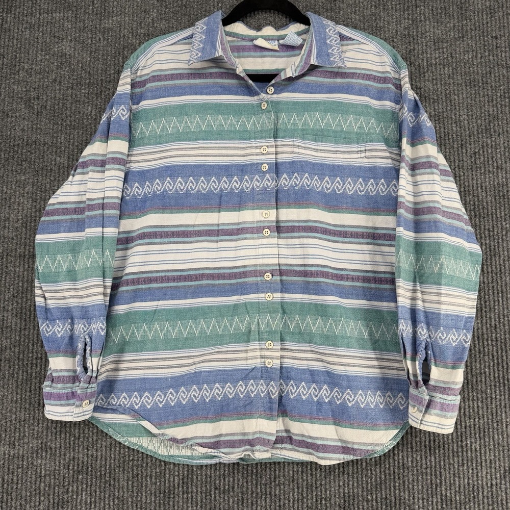 Vintage Backroad Blues Womens 18W Southwest Striped Shirt Cotton Plus‎